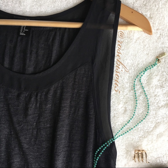 🌹🆕{H&M} Hi-Lo Linen Tank + Sheer Inset Shoulder - Picture 2 of 8